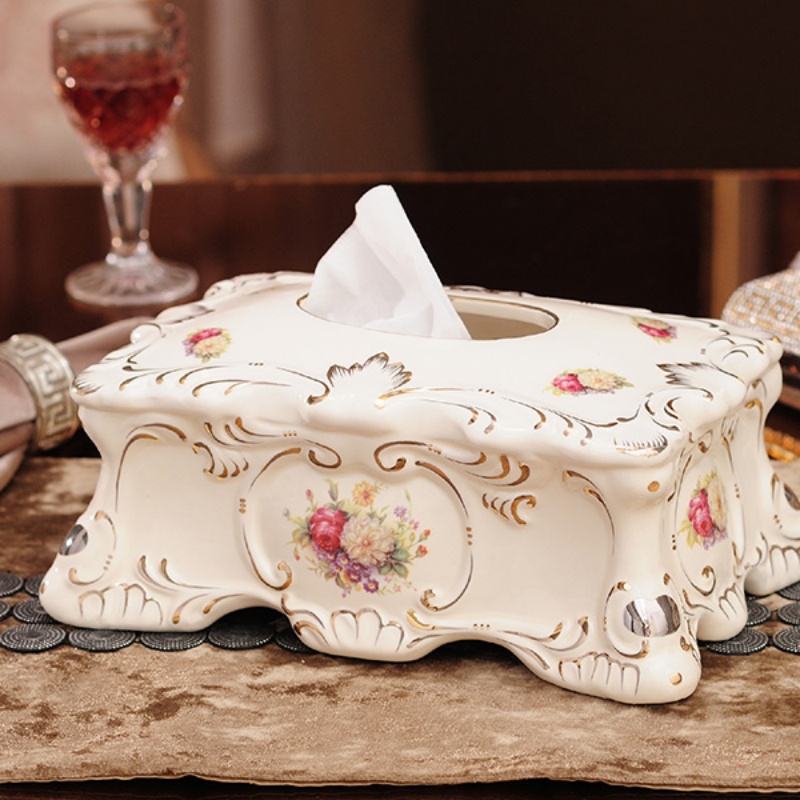 Pattern Tissue Paper - Ceramic Ttissue Box/European Style Floral Pattern