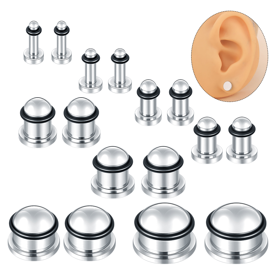 1Pair Stainless Steel Ear Tunn - Seam Gauge Metal ulasan dan harga