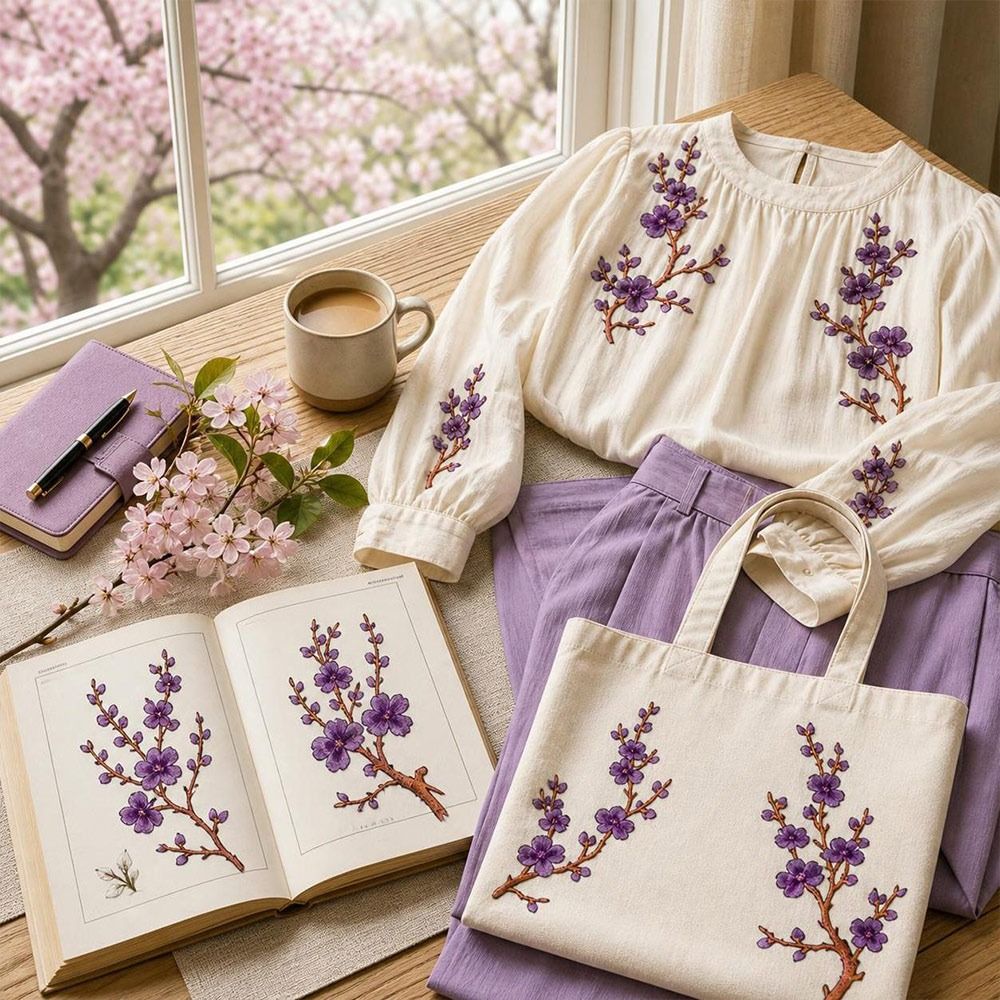 DIY Cherry Blossom Iron On Pat - Sewing Textiles ulasan dan harga