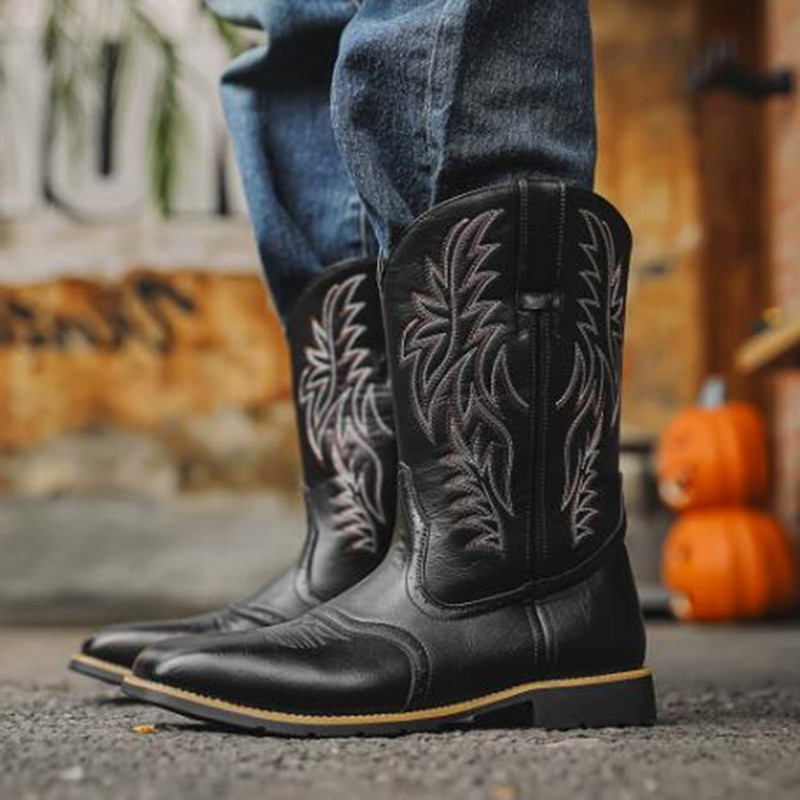 New Men High Boots Embroidery  - Sewing Embroidery Fabric ulasan dan harga