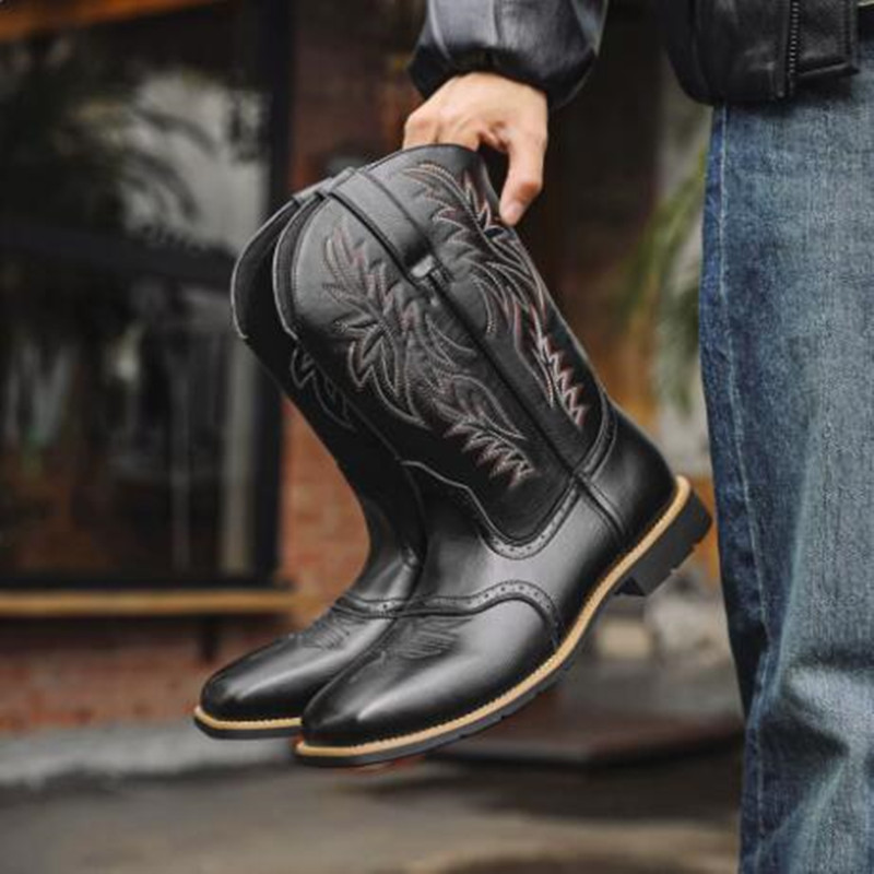 New Men High Boots Embroidery  - Sewing Embroidery Fabric ulasan dan harga