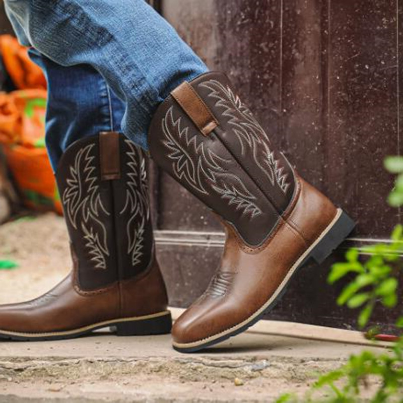 New Men High Boots Embroidery  - Sewing Embroidery Fabric ulasan dan harga