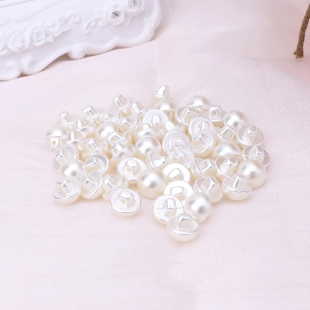 12MM 100 Pcs 1 Hole Beige Imit - Sewing Kit ulasan dan harga