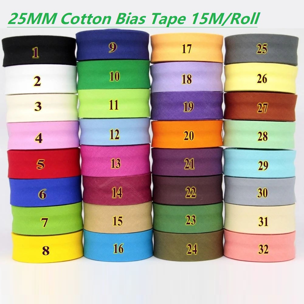 25mm Cotton Folded Bias Tape I - Binding Tape Bias ulasan dan harga