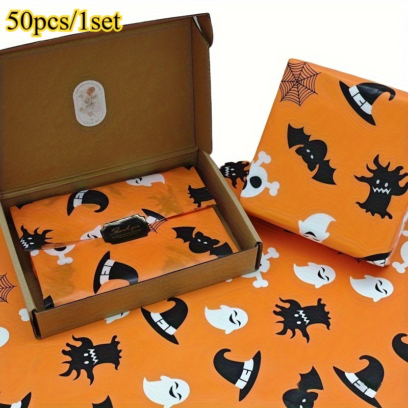 50 pcs Halloween Wrapping Pape - Pattern Tissue Paper ulasan dan harga