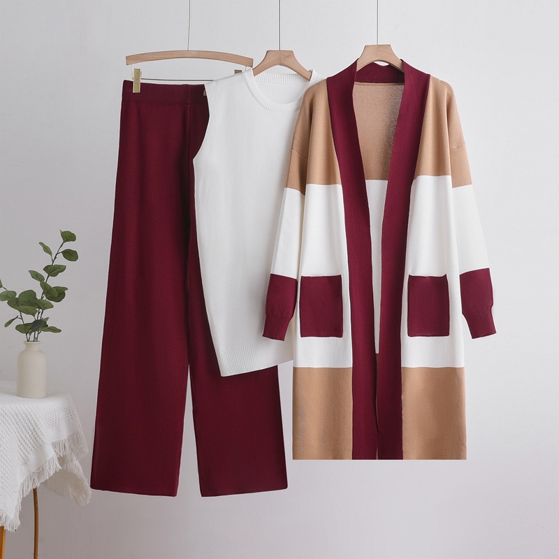 Women Knit Three Piece Pant Se - Sewing Vest ulasan dan harga