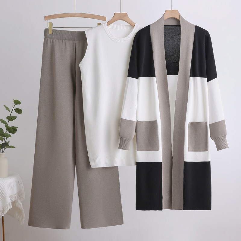 Women Knit Three Piece Pant Se - Sewing Vest ulasan dan harga