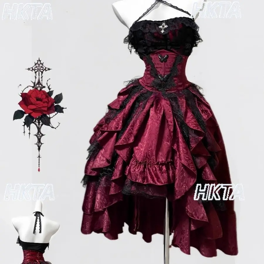 Dark Gothic Style Halter Long  - Sewing Vest ulasan dan harga