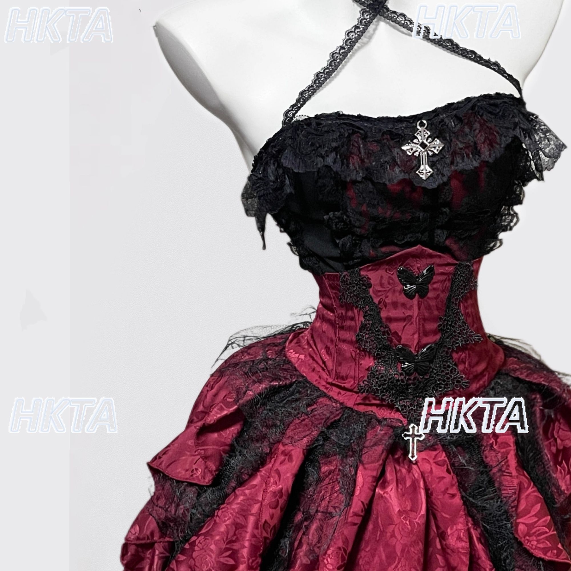 Dark Gothic Style Halter Long  - Sewing Vest ulasan dan harga