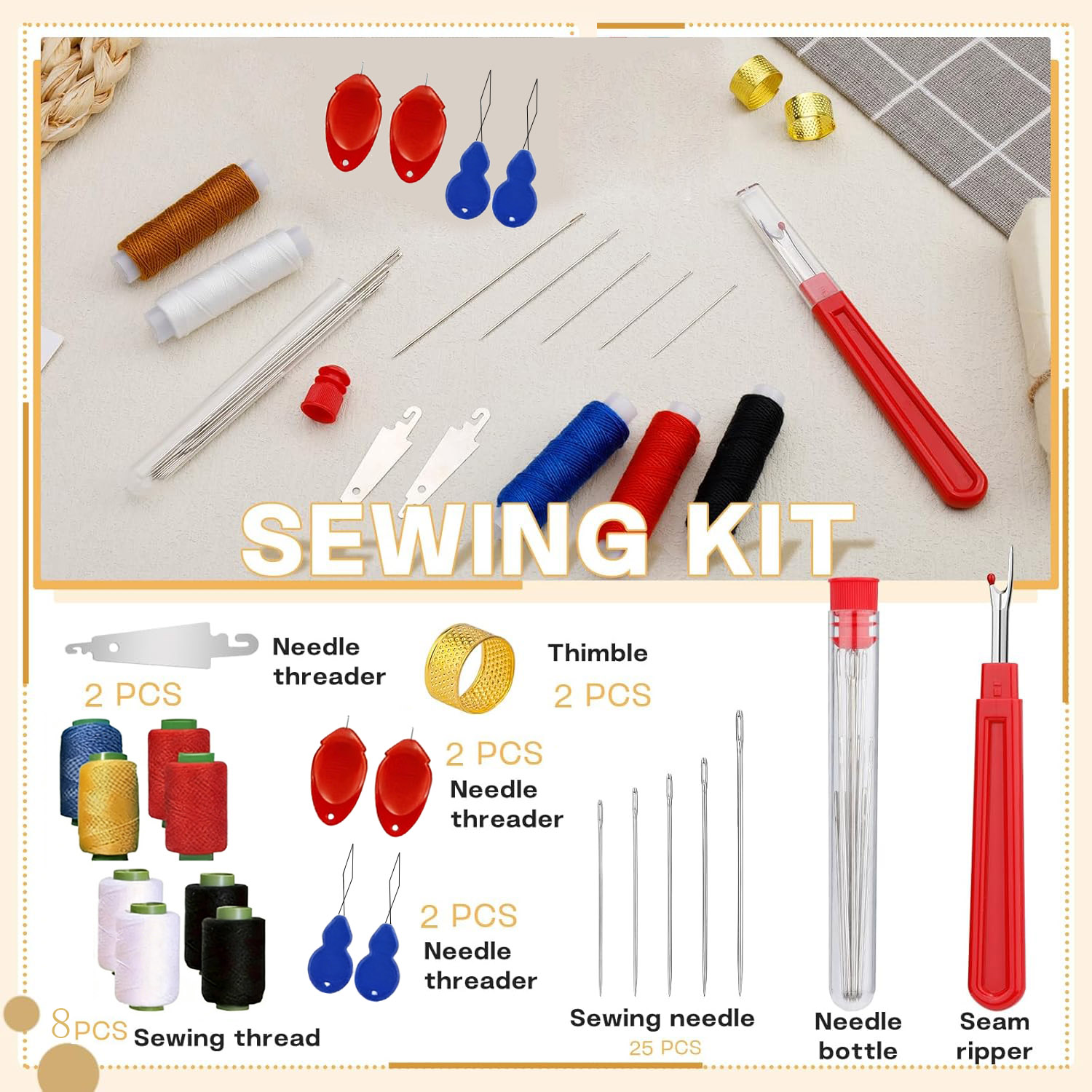 43pcs Big Eye Sewing Needle Ki - Sewing Kit ulasan dan harga