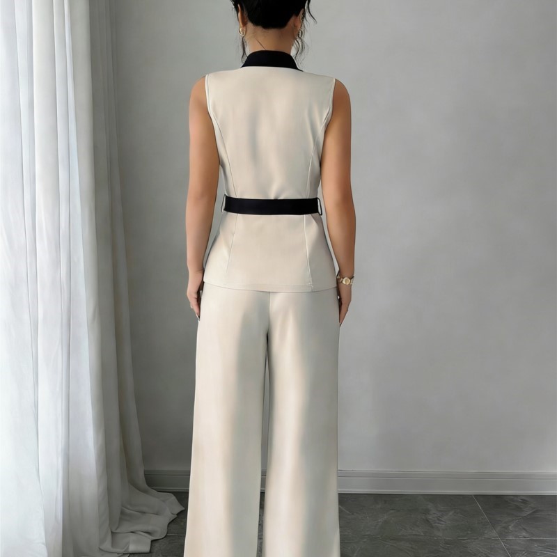 Vest Suit Women Wide Leg Pants - Sewing Vest ulasan dan harga