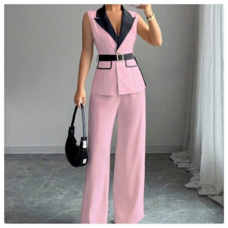 Vest Suit Women Wide Leg Pants - Sewing Vest ulasan dan harga