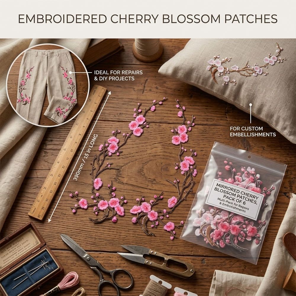 DIY Cherry Blossom Iron On Pat - Sewing Textiles ulasan dan harga