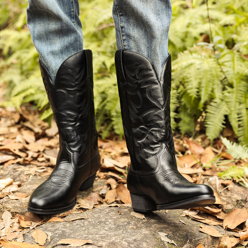 New Men Handmade Cowboy Boots  - Sewing Embroidery Fabric ulasan dan harga